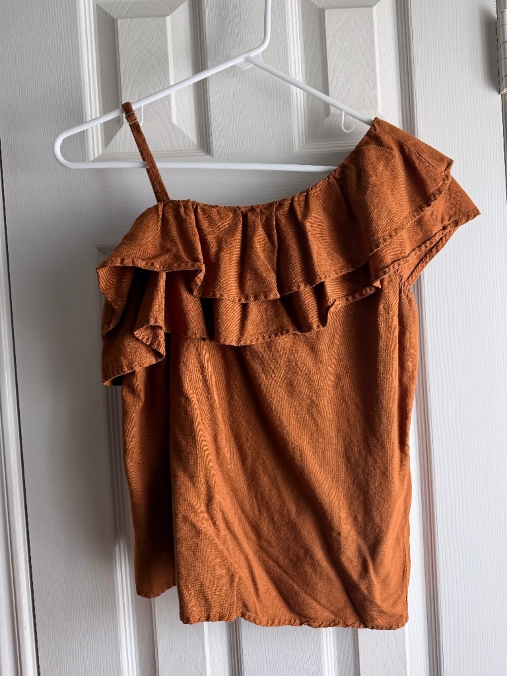 Old Navy Women's Size Small Burnt Orange Ginger One Shoulder Ruffle Top 2019